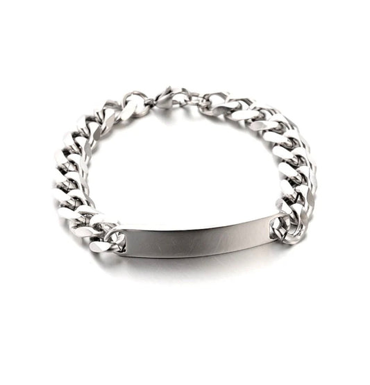 Bracelet gourmette acier inoxydable argenté