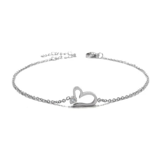 Chaîne de cheville femme acier 316 Cœur couleur argenté
