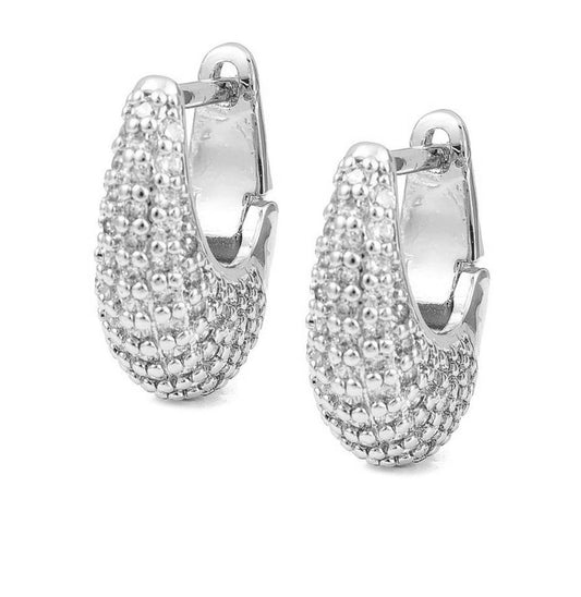Boucles d'oreilles femme Créoles ovales dorées à l'or fin entourées de zirconiums sertis