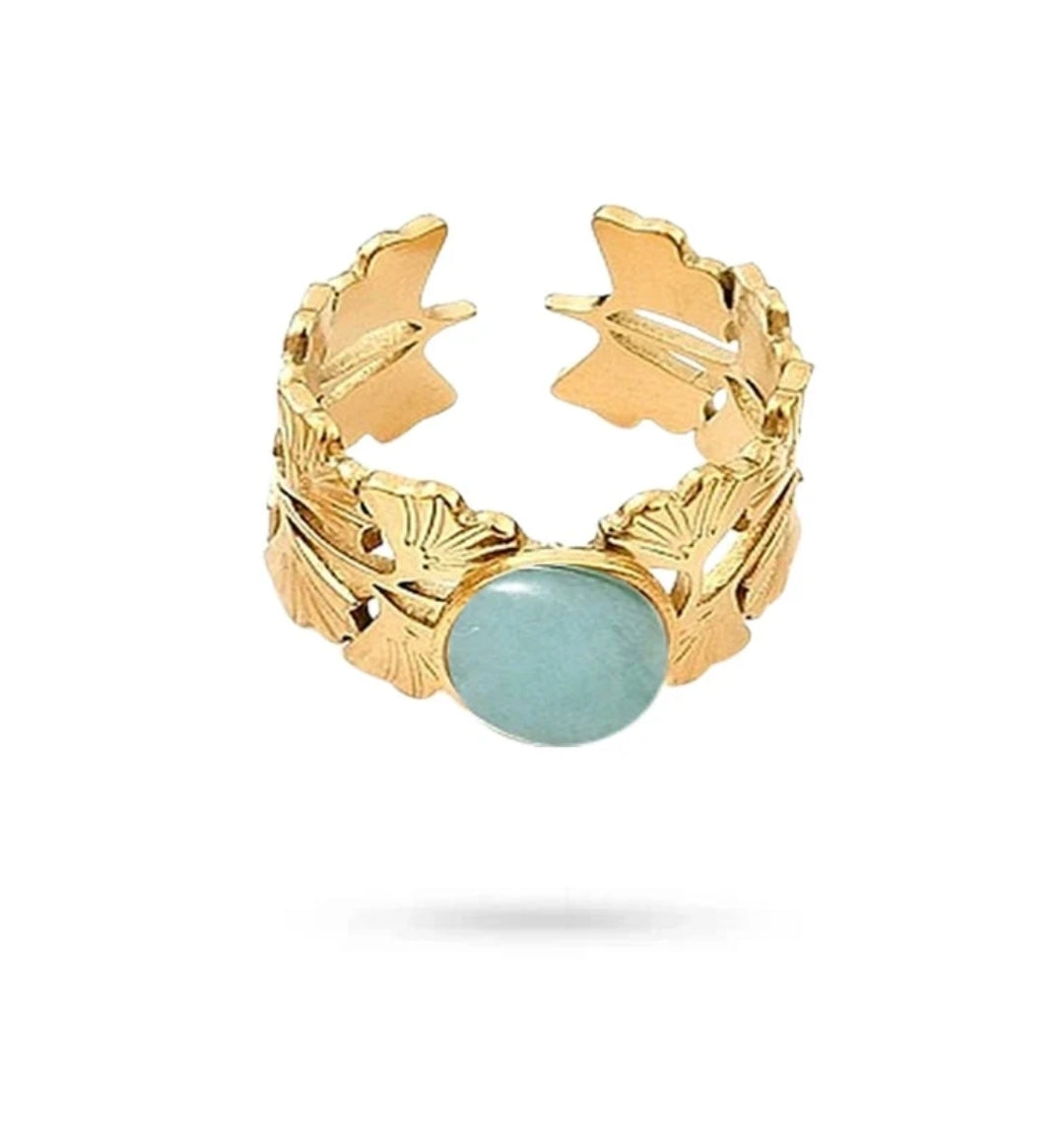 Bagues pour femme acier inoxydable pierre naturelle amazonite