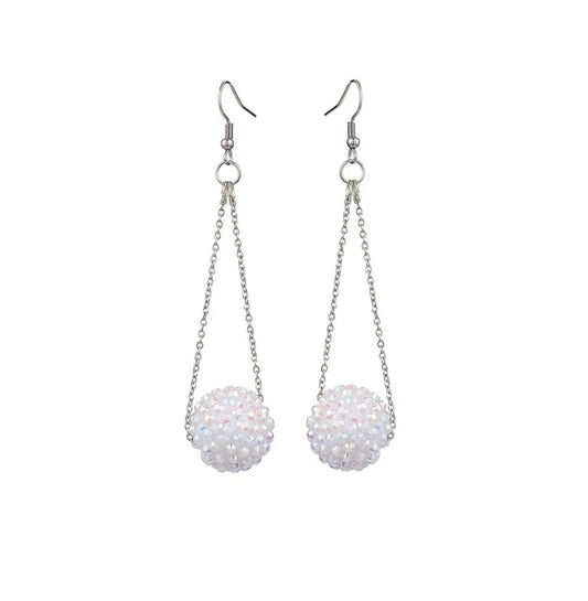 Boucles d'oreilles fantaisie tombantes gros Shamballa