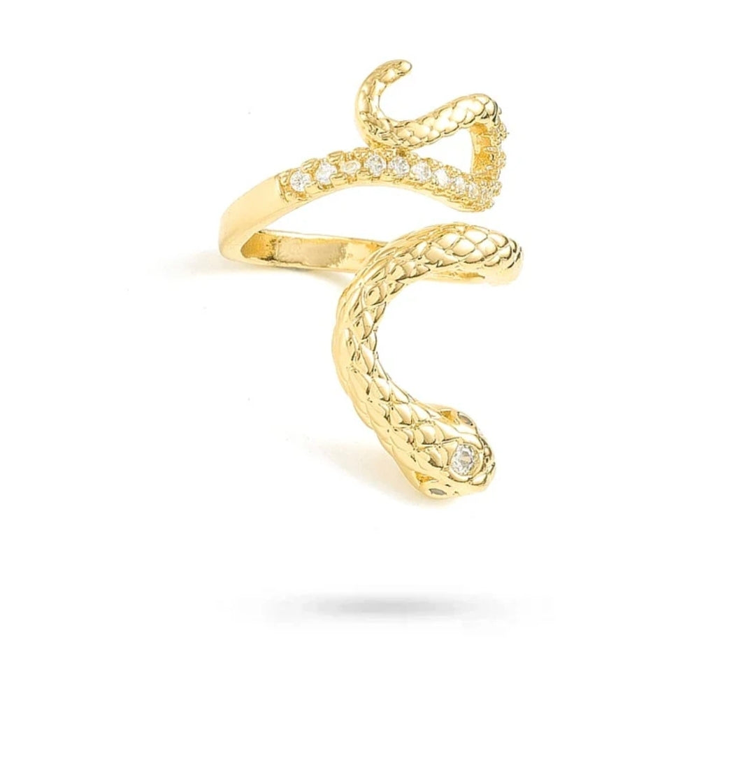 Bague femme réglable serpent zirconiums sertis