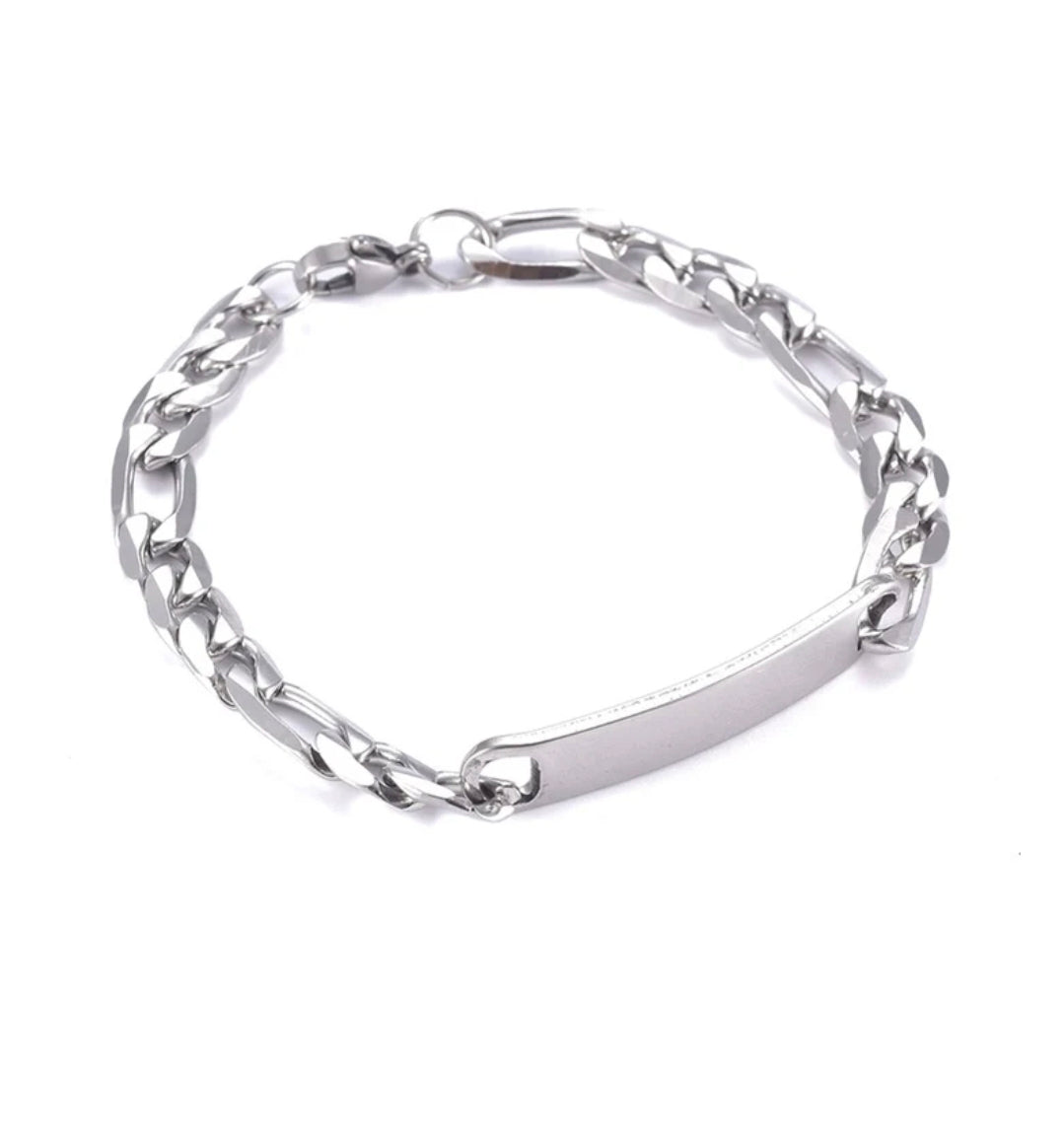 Bracelet gourmette acier inoxydable plaque à graver