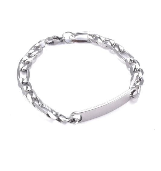 Bracelet gourmette acier inoxydable plaque à graver