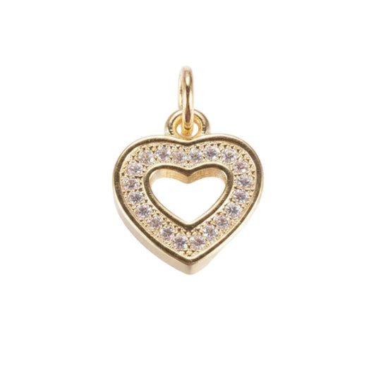Pendentif breloque petit coeur zirconiums sertis