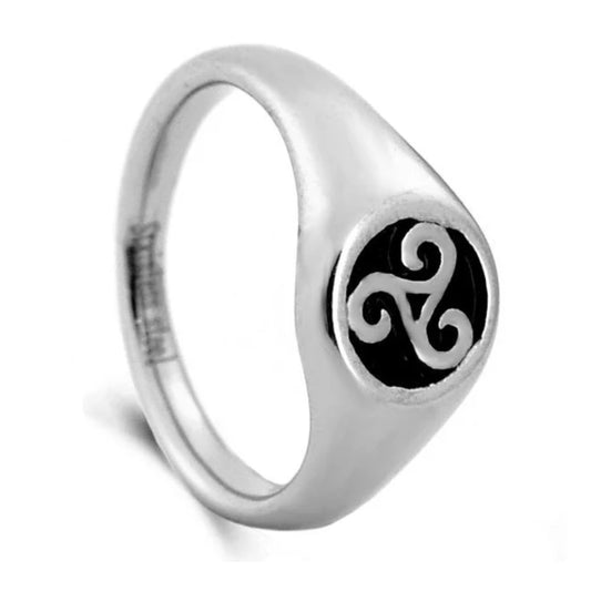 Bague homme en Acier 316 de couleur argenté - Cercle ajouré d'un symbole celtique