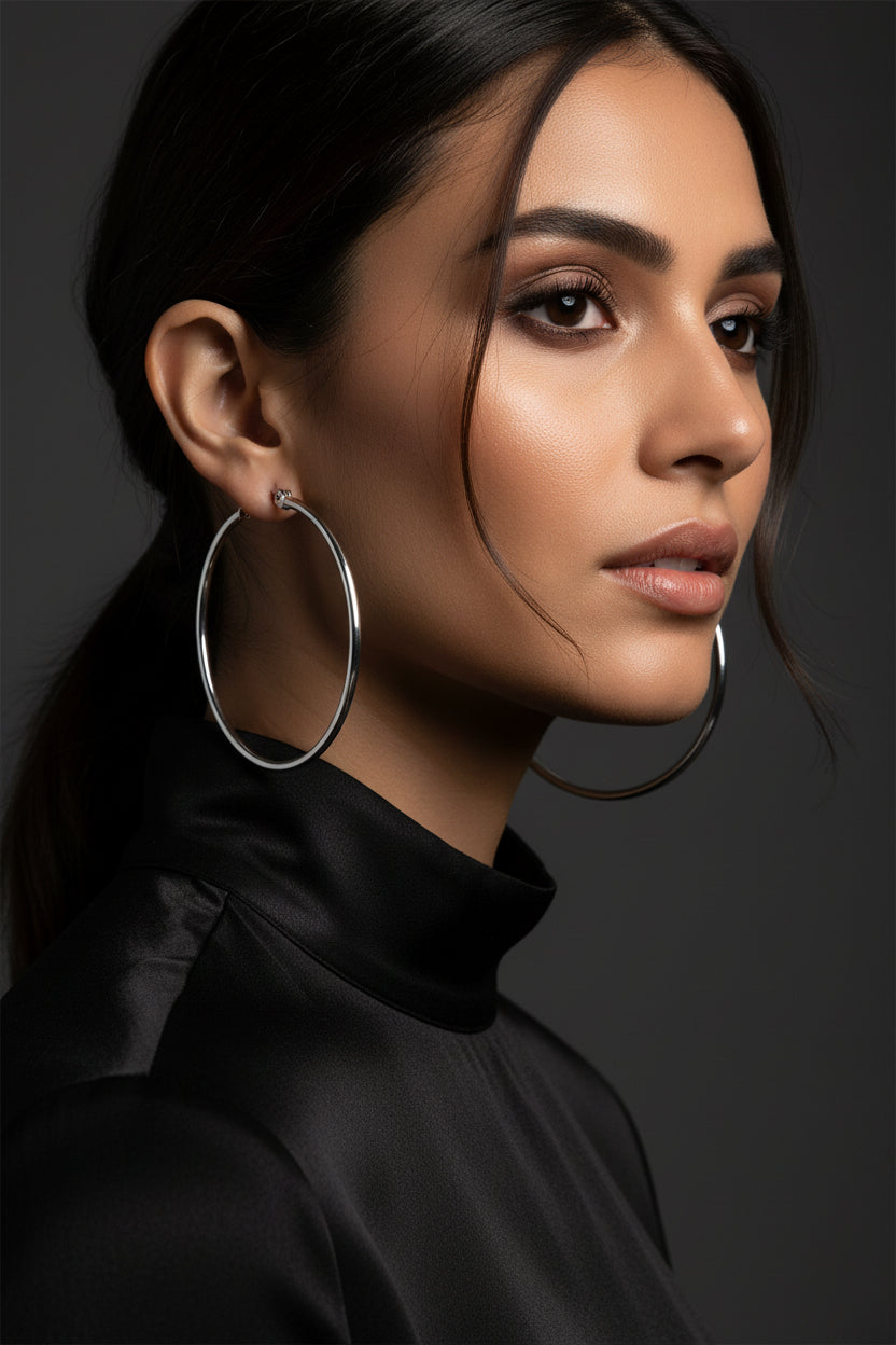 Boucles d'oreilles femme en acier inoxydable Créoles argentées