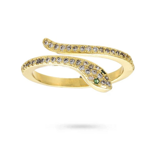 Bague femme réglable serpent zirconiums sertis