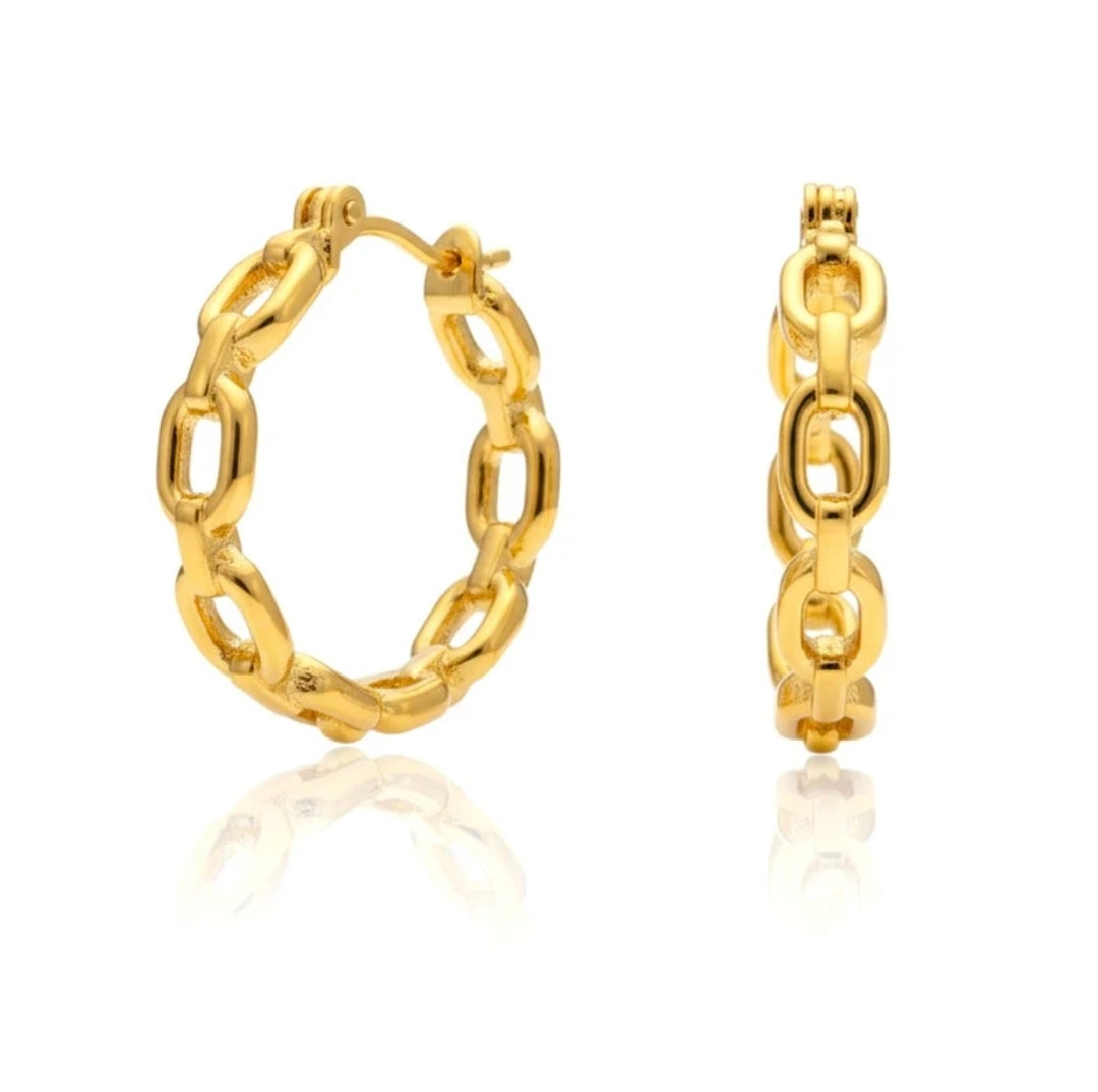 Boucles d'oreilles femme en acier inoxydable doré Créoles maille
