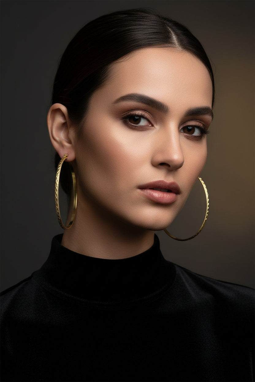 Boucles d'oreilles pour femme - Zig Zag - Créoles 50 mm