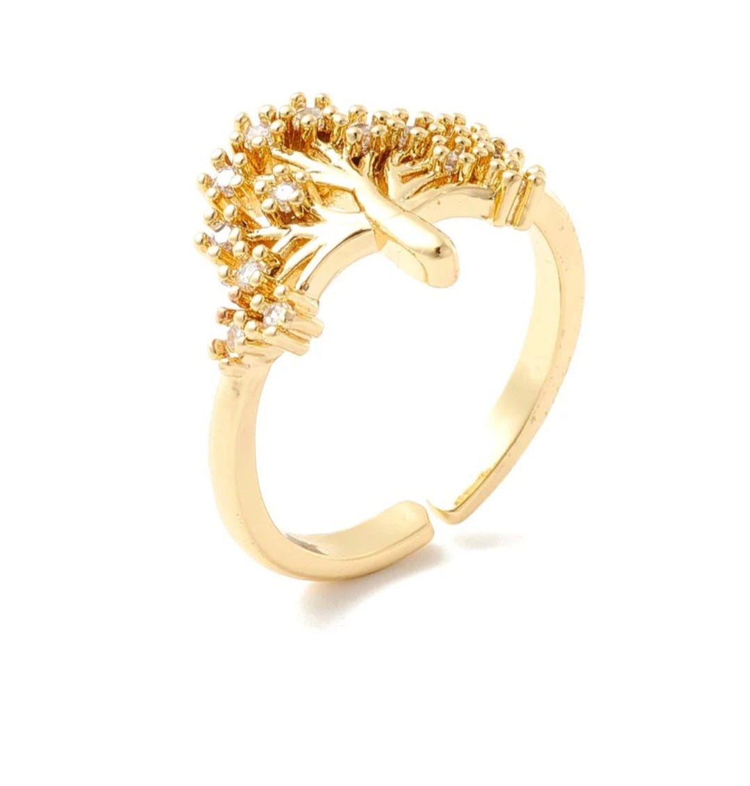 Bague femme réglable arbre de vie diamants CZ sertis