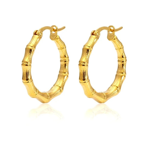 Boucles d'oreilles femme en acier inoxydable doré Créoles 2