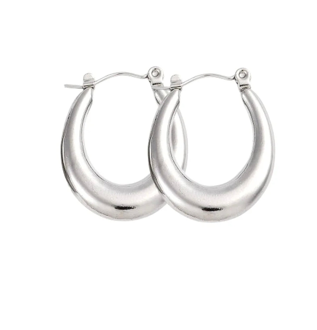 Boucles d'oreilles femme acier inoxydable Créoles ovales