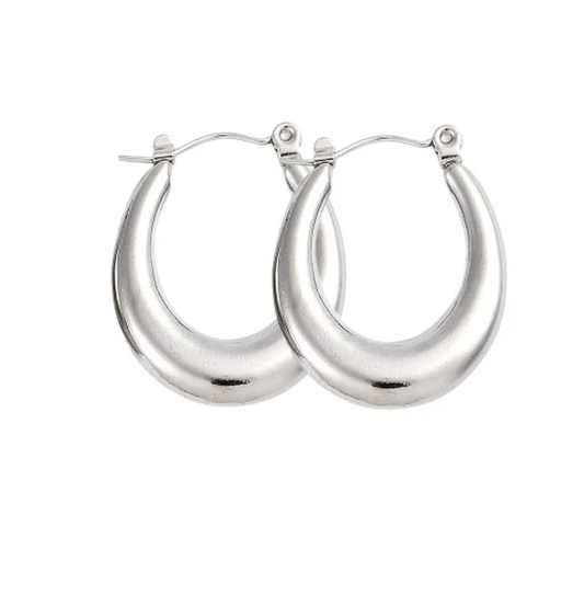 Boucles d'oreilles femme acier inoxydable Créoles ovales