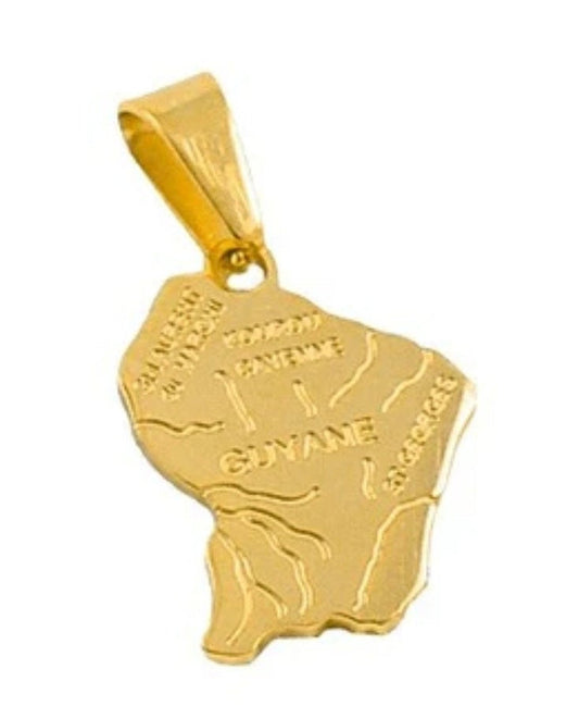 Pendentif mixte - Acier 316 doré  - Guyane - Vendu sans chaîne