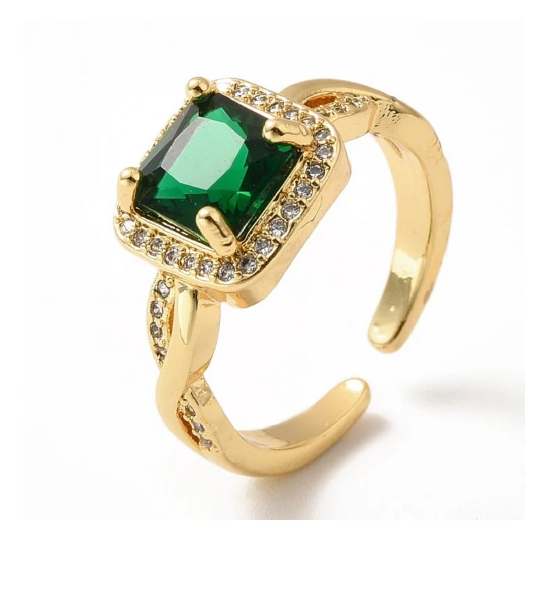 Bague femme réglable diamant cz vert