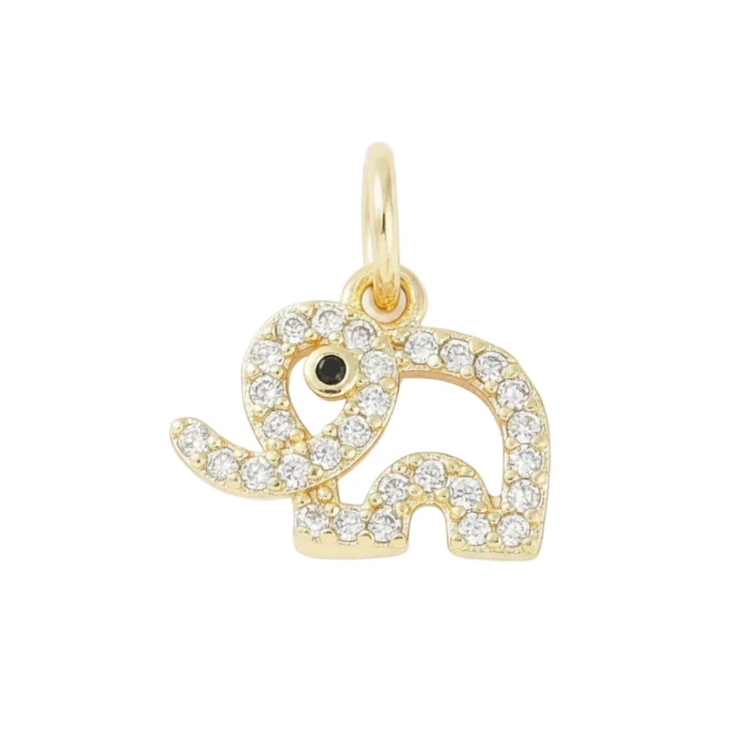 Pendentif breloque petit éléphant avec zirconiums sertis