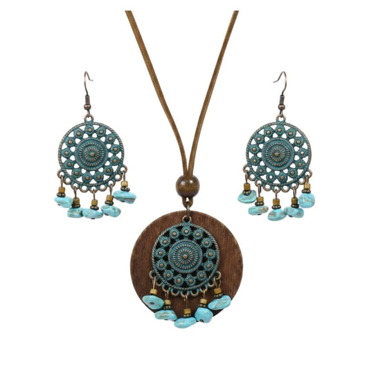 Parure fantaisie  - Style bohème bois et métal
