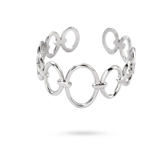 Bague acier inoxydable argentée cercles