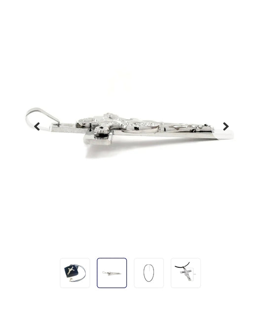 Collier croix guitare JOHNNY HALLYDAY en acier 316 - Couleur argenté avec cordon cuir et écrin