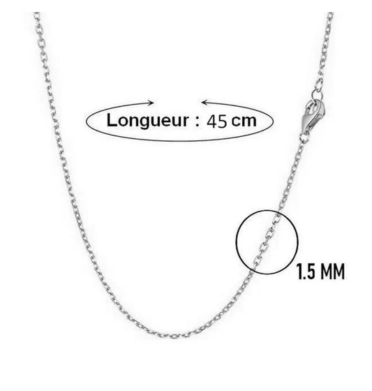 Chaîne homme acier 316 maille forçat couleur argenté 45 cm
