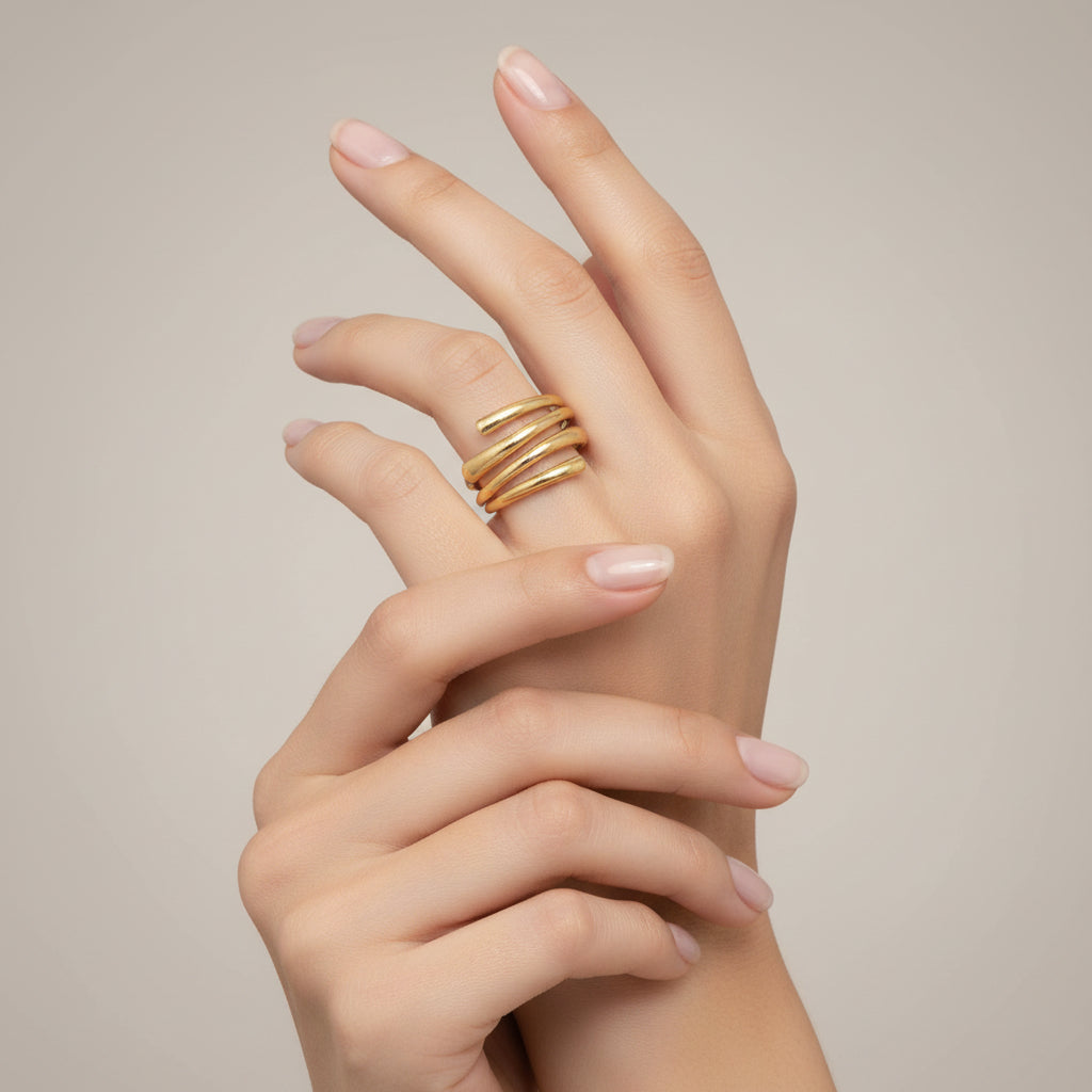 Bague femme acier inoxydable doré
