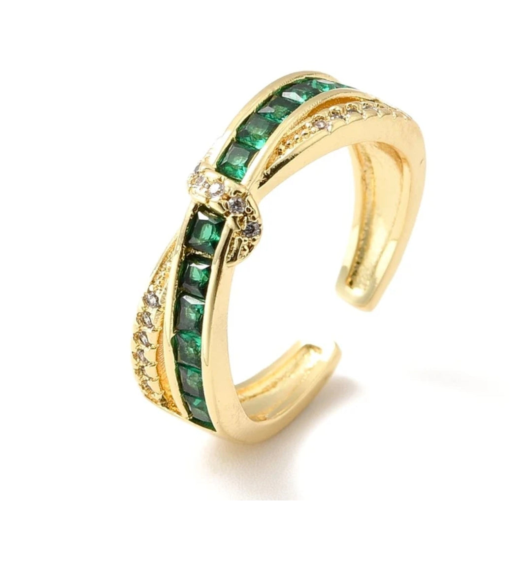 Bague femme réglable entrelacé diamant cz