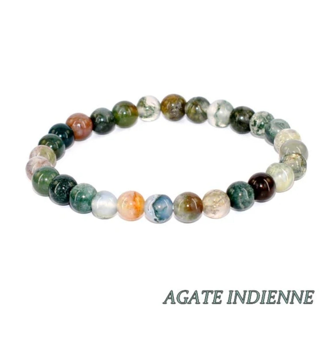 Bracelet pour homme ou femme pierre naturelle 8 mm - Agate indienne