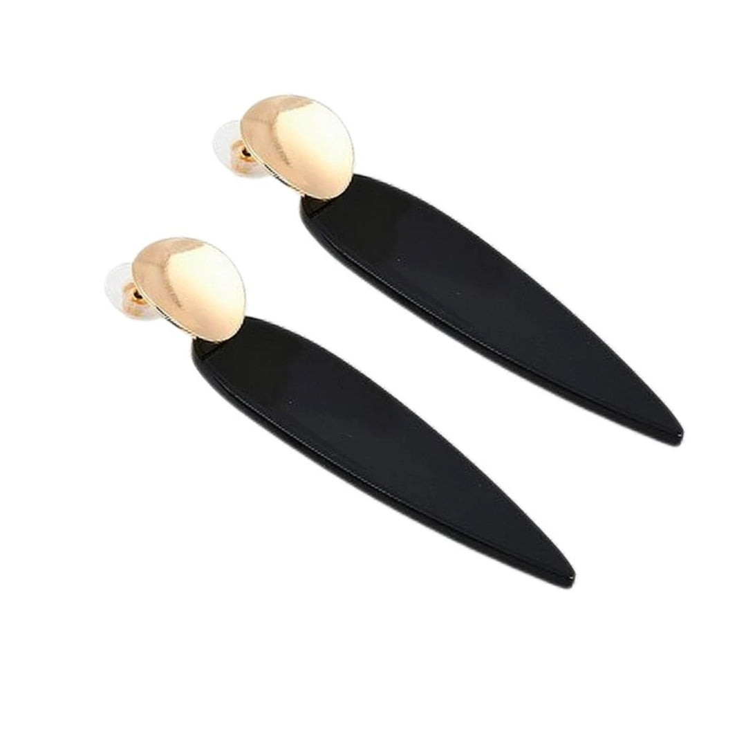 Boucles d'oreilles fantaisie tombante noir et doré