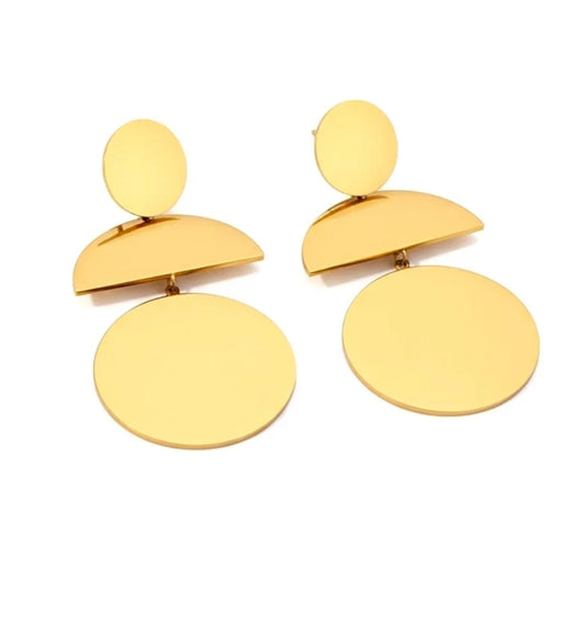 Boucles d'oreilles femme en acier inoxydable doré formes géométriques