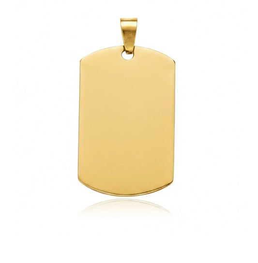 Pendentif acier à personnaliser plaque militaire or 35*25*1.5 mm