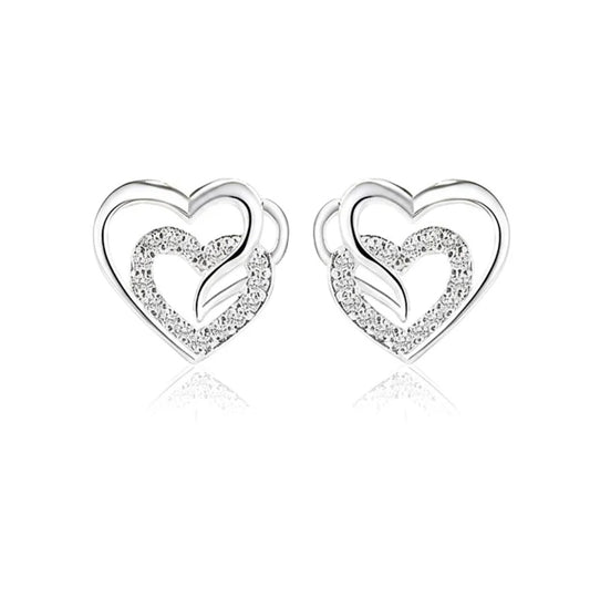 Boucles d'oreilles femme argent 925 double cœur Laurence