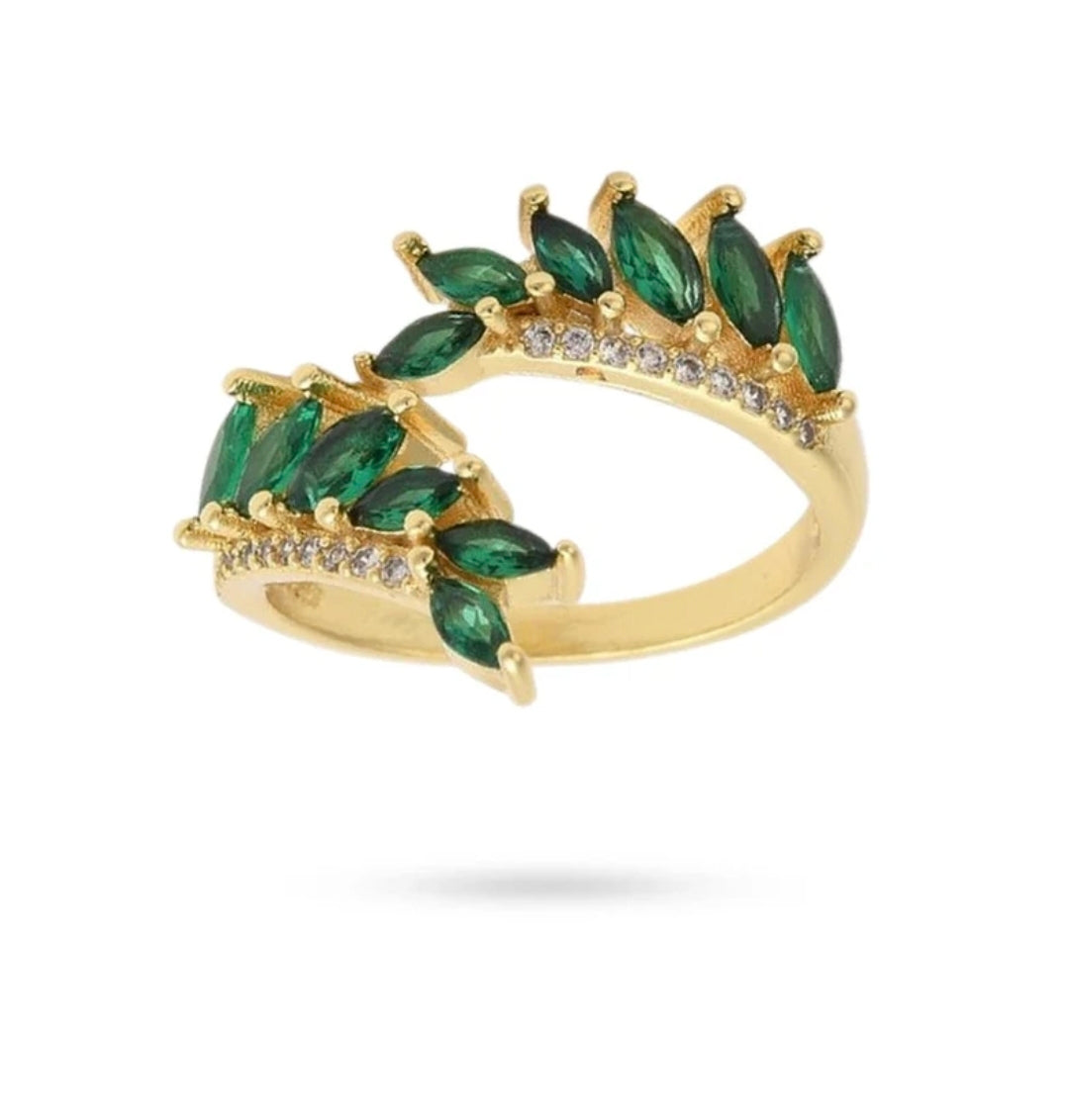 Bague femme réglable avec lignée zirconiums vert sertis