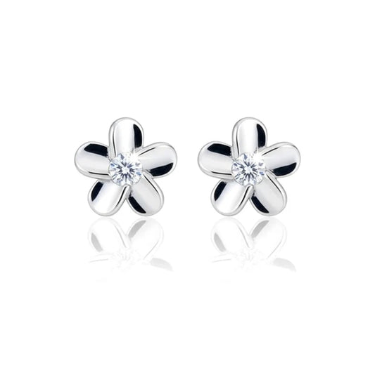 Boucles d'oreilles femme argent 925 fleur blanc serti Annick