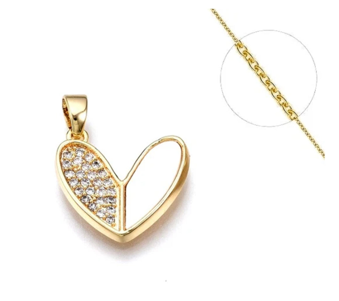 Collier femme zircon cubique coquille de nacre coeur