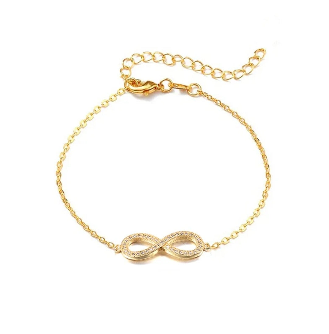 Bracelet femme souple maille forçat infini zirconium sertis