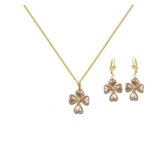 Parure pour femme - trèfle cœur + boucles d'oreilles assorties