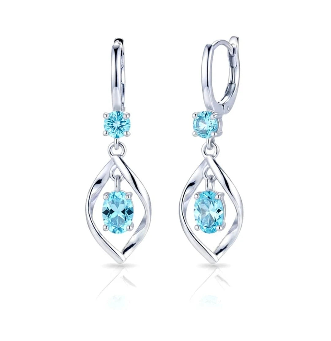 Boucles d'oreilles femme argent 925 tombantes sertis Lauréline