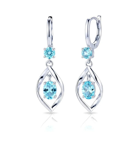 Boucles d'oreilles femme argent 925 tombantes sertis Lauréline