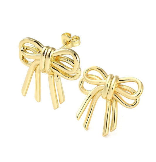 Boucles d'oreilles femme jolie nœud dorées à l'or fin