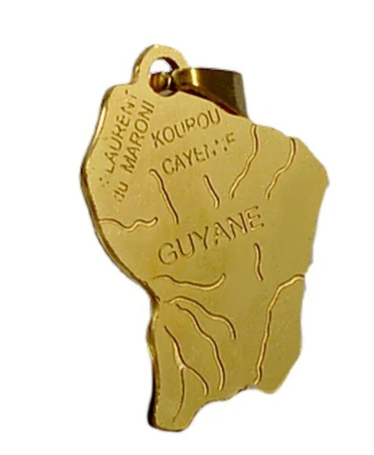Pendentif mixte - Acier 316 doré  - Guyane - Vendu sans chaîne